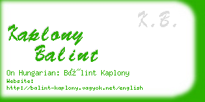 kaplony balint business card